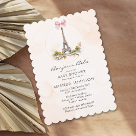 Bonjour Bebe Parijs Franse bloemboog baby shower   Kaart