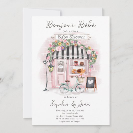 Bonjour Bebe Parijs Parijse Franse Baby Shower Uit Kaart (Voorkant)