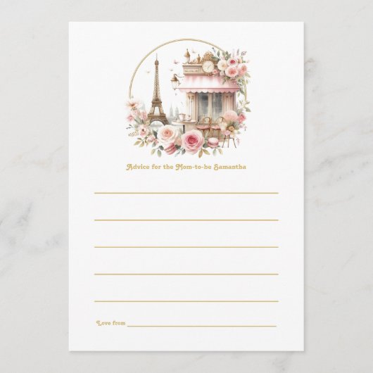 Bonjour Bébé Parijse Café Baby shower Advieskaart (Voorkant)