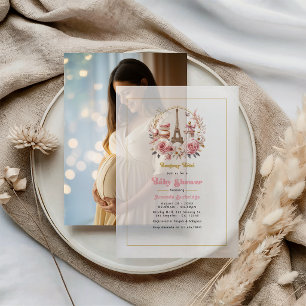 Bonjour Bébé Parijse Chic Baby shower Vellum Uitnodigingen