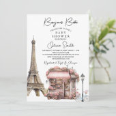 Bonjour Bébé Parijse Franse Baby shower Kaart (Staand voorkant)