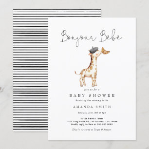 Bonjour Bebe Paris Baby shower Franse Giraffe Kaart