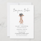 Bonjour Bebe Paris Baby shower Franse Giraffe Kaart (Voorkant)