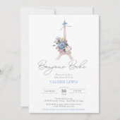 Bonjour Bebe Paris Baby shower met blauw Eiffel Kaart (Voorkant)