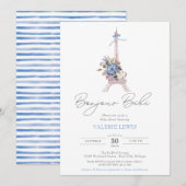 Bonjour Bebe Paris Baby shower met blauw Eiffel Kaart (Voorkant / Achterkant)