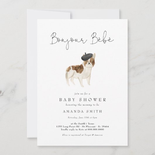 Bonjour Bebe Paris Baby shower van Bulldog Kaart (Voorkant)