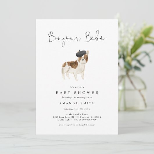 Bonjour Bebe Paris Baby shower van Bulldog Kaart (Staand voorkant)