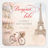 Bonjour Bébé Paris Baby Shower  Vierkante Sticker (Voorkant)
