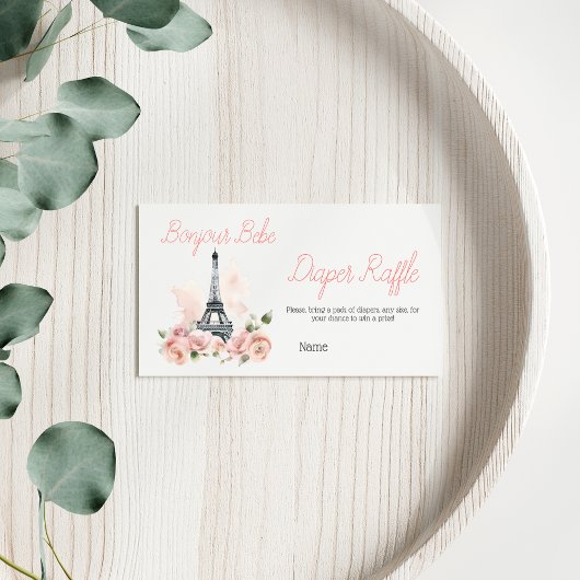 Bonjour Bebe Paris Bloemen Baby shower Luier Spel Informatiekaartje