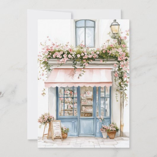 Bonjour Bebe Paris Cafe Baby shower Uitnodiging (Achterkant)