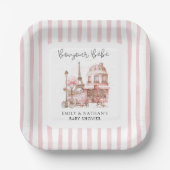Bonjour Bébé Paris Café Script Baby shower Papieren Bordje (Voorkant)