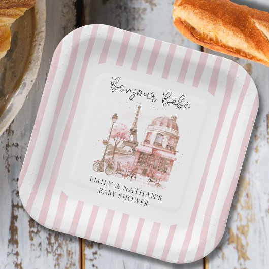Bonjour Bébé Paris Café Script Baby shower Papieren Bordje