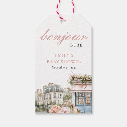 Bonjour Bébé Paris Frans Baby shower Cadeaulabel (Voorkant)