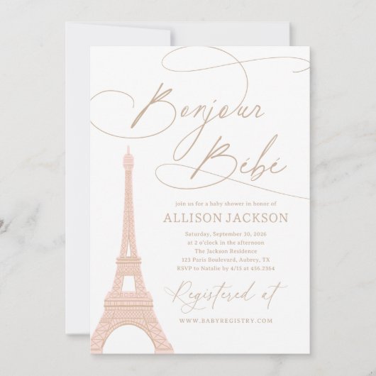 Bonjour Bebe Paris Frans Baby shower Kaart (Voorkant)