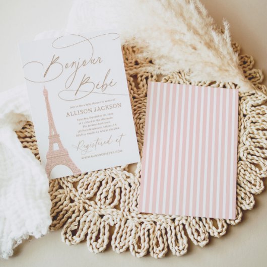 Bonjour Bebe Paris Frans Baby shower Kaart