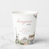 Bonjour Bébé Paris Frans Baby shower Papieren Bekers (Achterkant)