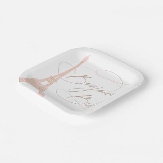 Bonjour Bebe Paris Frans Baby shower Papieren Bordje (Gebogen)