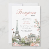 Bonjour Bébé Paris Frans Baby shower Uitnodiging (Voorkant)