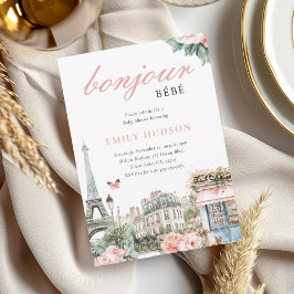 Bonjour Bébé Paris Frans Baby shower Uitnodiging