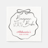 Bonjour Bebe Paris Frans Baby shower Zwart Roze Servet (Voorkant)