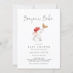 Bonjour Bebe Paris Frans Elephant Baby shower Red Kaart