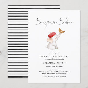 Bonjour Bebe Paris Frans Elephant Baby shower Red Kaart
