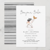 Bonjour Bebe Paris Frans olifant Baby shower Inv Kaart (Voorkant / Achterkant)