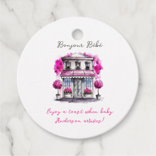 Bonjour Bebe Paris Frans Roze Zwart Baby shower Bedankjes Labels