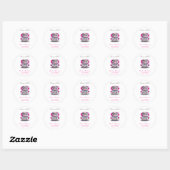 Bonjour Bebe Paris Frans Roze Zwart Baby shower Ronde Sticker (Vel)