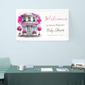 Bonjour Bebe Paris Frans Roze Zwart Baby shower Spandoek (Beurs)