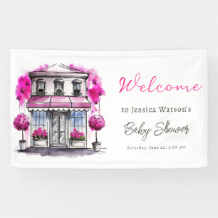 Bonjour Bebe Paris Frans Roze Zwart Baby shower Spandoek
