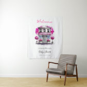 Bonjour Bebe Paris Frans Roze Zwart Baby shower Wandkleed (In situ)
