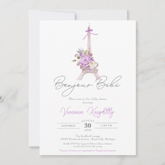 Bonjour Bebe Paris Frans Stripe Baby shower Kaart (Voorkant)