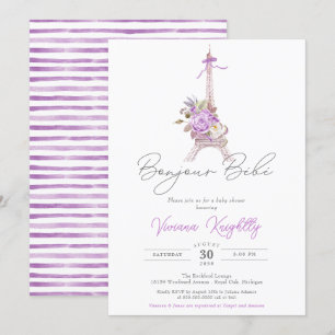 Bonjour Bebe Paris Frans Stripe Baby shower Kaart