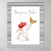 Bonjour Bebe Paris Franse Baby shower Sign Poster (Voorkant)