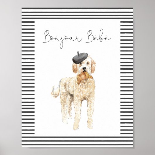Bonjour Bebe Paris Franse Baby shower Sign Poster (Voorkant)