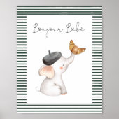 Bonjour Bebe Paris Franse Baby shower Sign Poster (Voorkant)