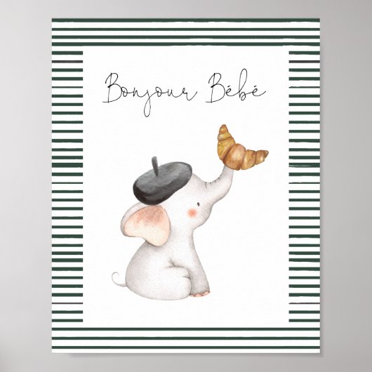 Bonjour Bebe Paris Franse Baby shower Sign Poster (Voorkant)