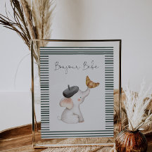 Bonjour Bebe Paris Franse Baby shower Sign