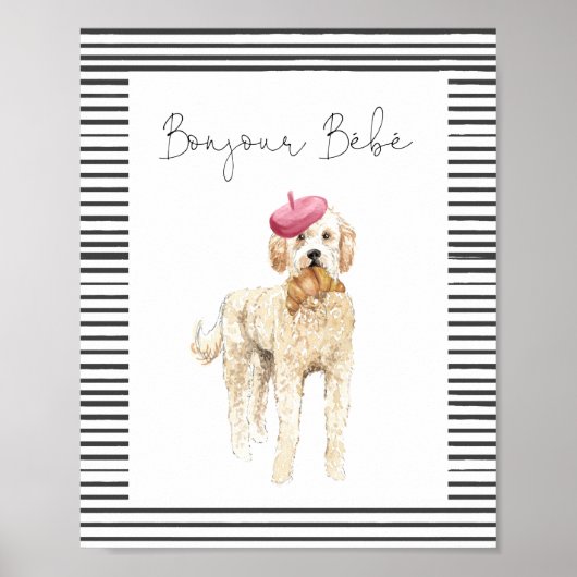 Bonjour Bebe Paris Franse Baby shower Sign Poster (Voorkant)