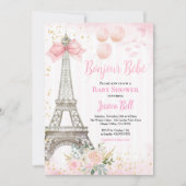 Bonjour Bebe Paris Meisje Baby shower Roze Eiffel Kaart (Voorkant)