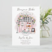 Bonjour Bebe Paris Parisian French Baby shower Inv Kaart (Staand voorkant)