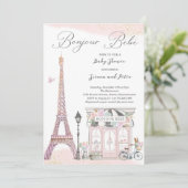 Bonjour Bébé Paris Parisian French Baby shower Kaart (Staand voorkant)