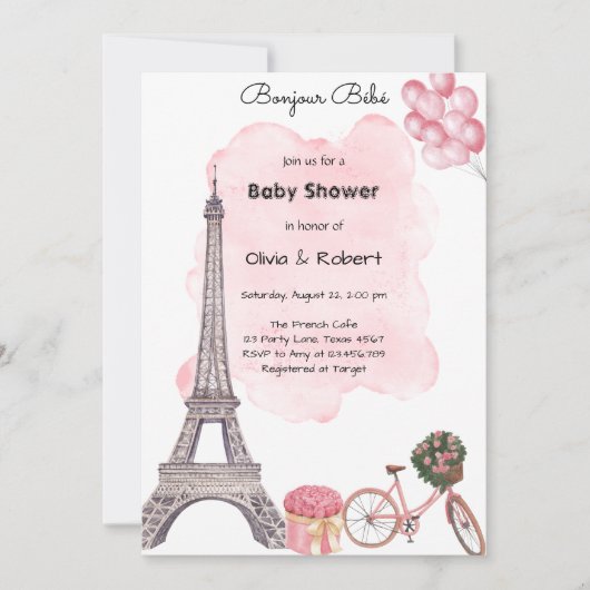 Bonjour Bebe Paris Parisian French Baby Shower  Kaart (Voorkant)