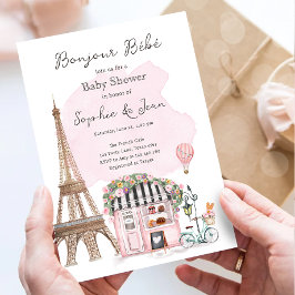 Bonjour Bebe Paris Parisian French Baby shower Kaart