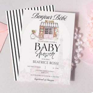 Bonjour Bebe Paris Parisian French Baby shower Kaart