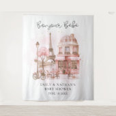 Bonjour Bebe Paris Patisserie Baby shower Achtergr Wandkleed (Voorkant)