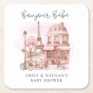 Bonjour Bebe Paris Patisserie Baby shower Kartonnen Onderzetters