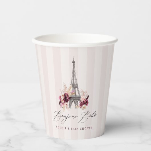 Bonjour Bebe Paris Theme Baby Shower Papieren Bekers (Voorkant)