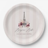 Bonjour Bebe Paris Theme Baby Shower Papieren Bordje (Voorkant)